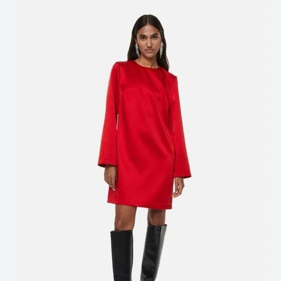 H&M Red Satin Shift Mini Dress size S - Picture 1 of 4